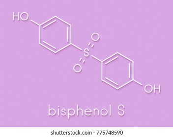 Bisphenol S (BPS) Plasticizer Molecule. Used As Curing Agent In Epoxy Glues And As Alternative To BPA. Skeletal Formula.