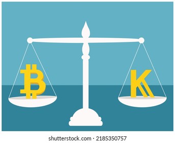 Bit Coin And Kenyan Shilling Balancing Scales, Currency Exchange Concept,