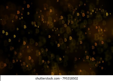 Bitcoin background, crypto virtual payment finance, BTC background, BTC mining. Background with signs of Bitcoin. Shining Bitcoin abstract background.