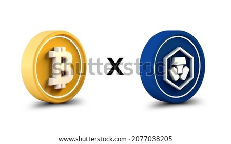 bitcoin btc vs cro cronos Cryptocurrency Crypto .com DeFi Coin tech and future money blockchain digital colorful technology lines background 3d rendering illustration