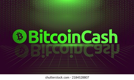 Bitcoin Cash (BCH) Block Chain Based Crypto Currency Symbol And Logo On Futuristic Digital Background.  Decentralized Money Technology 4K HD Wallpaper And Banner.