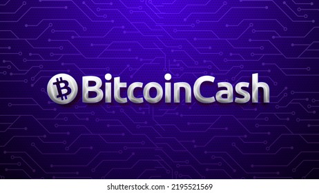 Bitcoin Cash (BCH) Crypto Currency Logo On Technology Background And Banner 3D Render Illustration Wallpaper