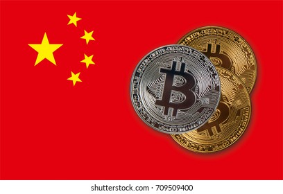 Bitcoin Coin On The China Background