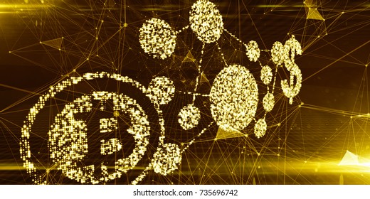 Bitcoin Crypto Currency Blockchain Encryption World Networks And Finance Graphic