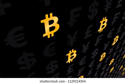 Bitcoin Currency On Dark Background Digital Stock Illustration Bitcoin Currency On Dark Background Digital Stock Illustration