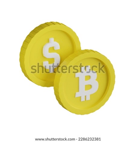 bitcoin exchange 3d rendering icon illustration, cryptocurrency mining