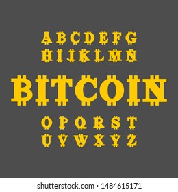 Bitcoin Font. Cryptocurrency Alphabet. Web Money Letter. 
