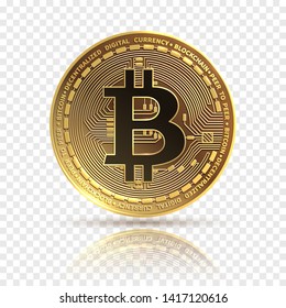 Bitcoin. Golden Cryptocurrency Coin. Electronics Finance Money Symbol. Blockchain Bitcoin Isolated Icon. Bit Coin Isolated, Bit-coin Physicalbitcoin Illustration