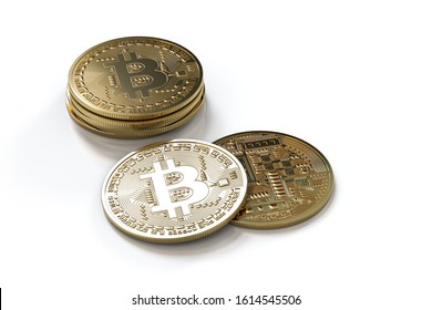 Bitcoin isolated on a white background. 3D render. - Shutterstock ID 1614545506
