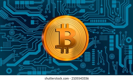 Bitcoin on Computer Electronic Plate