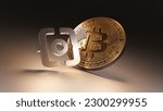 bitcoin und ordi logo on dark background. 3d render