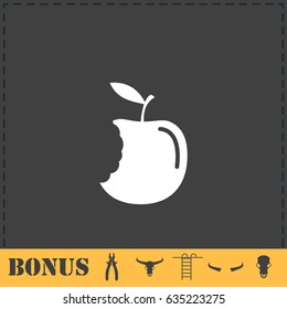 Bite Apple Icon Flat. Simple Illustration Symbol And Bonus Pictogram