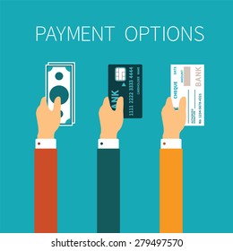 bitmap concept of payment options in flat style