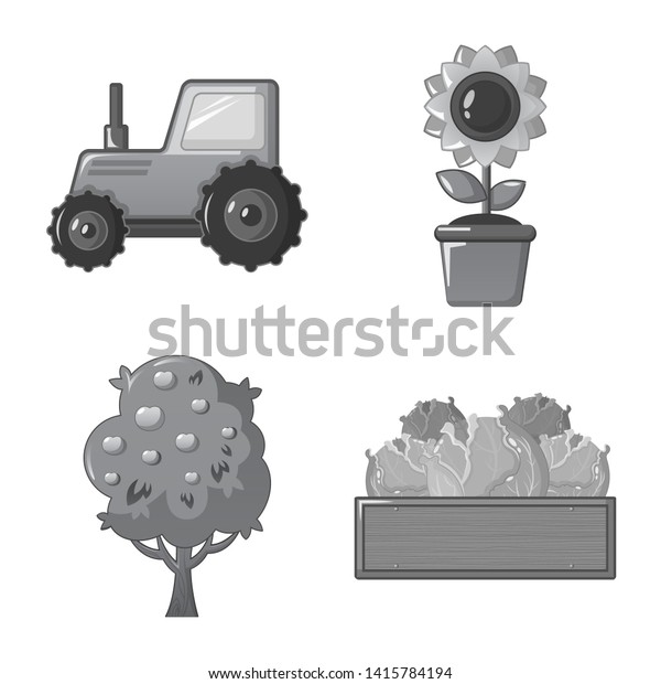 bitmap design of farm and agriculture\
sign. Set of farm and plant bitmap icon for\
stock.