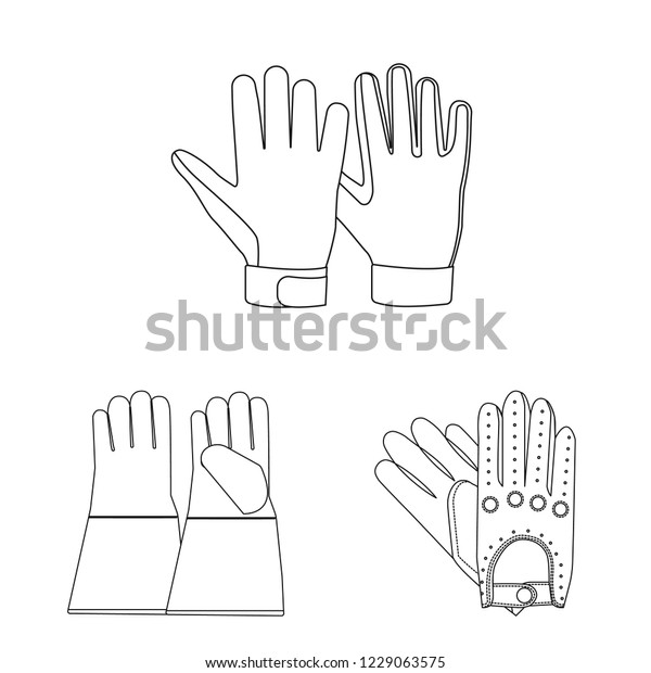 bitmap design of glove and winter\
icon. Collection of glove and equipment bitmap icon for\
stock.
