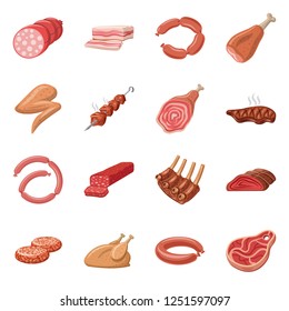 bitmap design of meat and ham logo. Collection of meat and cooking bitmap icon for stock.