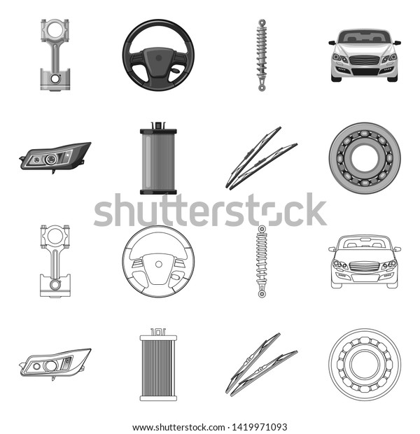 bitmap illustration of auto and part
logo. Set of auto and car stock bitmap
illustration.