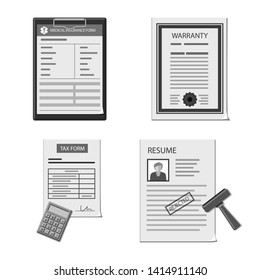 Bitmap Illustration Form Document Logo Set Stock Illustration ...