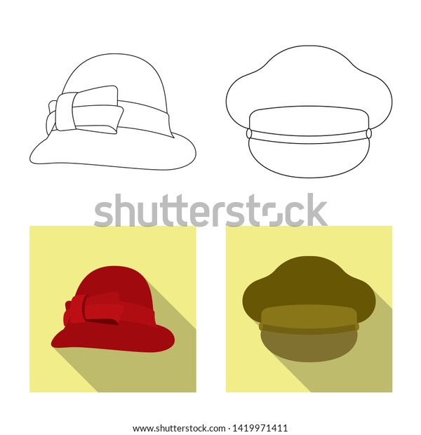 bitmap illustration of\
headgear and cap icon. Collection of headgear and accessory stock\
symbol for web.