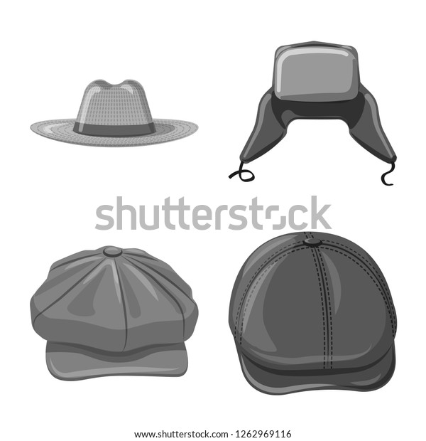 bitmap illustration\
of headgear and cap logo. Collection of headgear and accessory\
stock bitmap\
illustration.