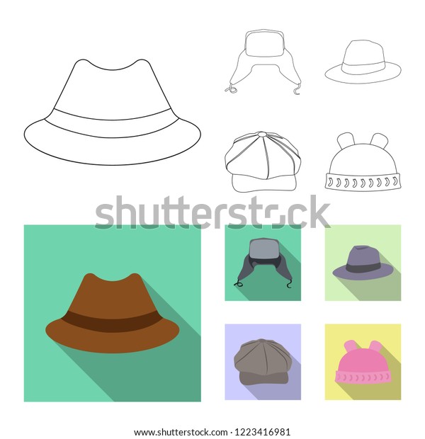 bitmap illustration of\
headgear and cap sign. Set of headgear and accessory stock symbol\
for web.