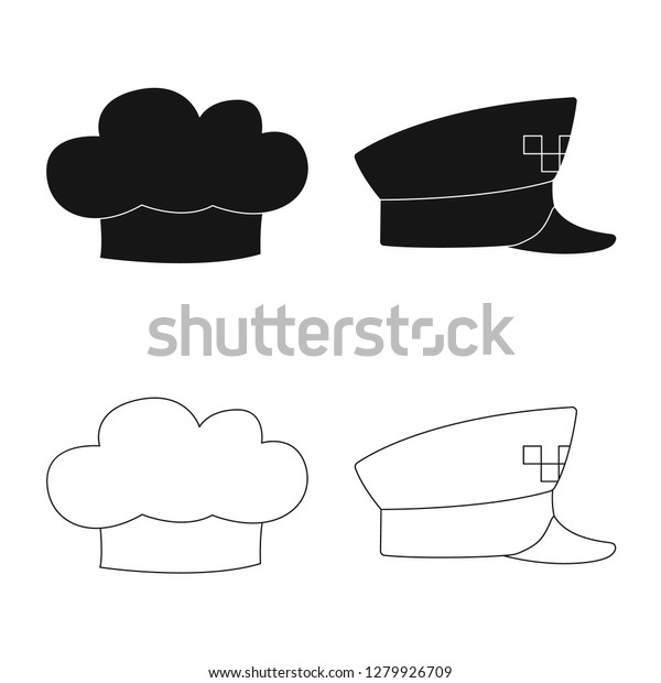 bitmap illustration of\
headwear and cap logo. Collection of headwear and accessory bitmap\
icon for stock.