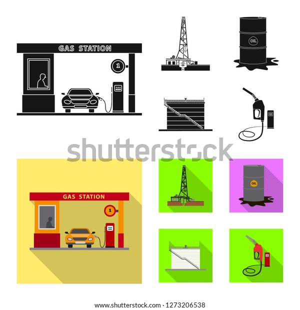 bitmap illustration of oil and\
gas icon. Collection of oil and petrol stock bitmap\
illustration.