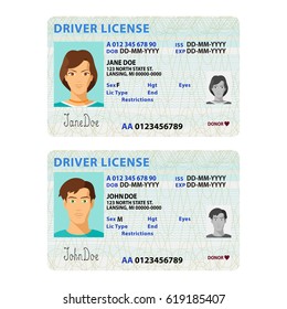 Bitmap Man And Woman Driver License Plastic Card Template