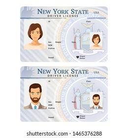 Bitmap Template Of Sample Driver License Plastic Card For USA New York