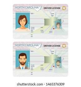Bitmap template of sample driver license plastic card for USA North Carolina