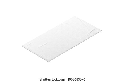 Blaank White Unfolded Bit Towel Mockup, Isolated, 3d Rendering. Empty Absorb Bath Sheet For Hygiene Mock Up. Clear Rectangular Smooth Fabric Fiber For Spa Or Beach Template.