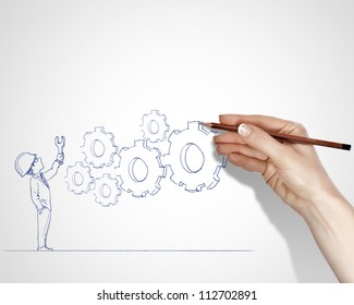 Blach and white drawing about construction business - Powered by Shutterstock