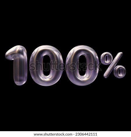 Black 100% in 3d rendering isolated on black background for percent off discount promotion sale concept.