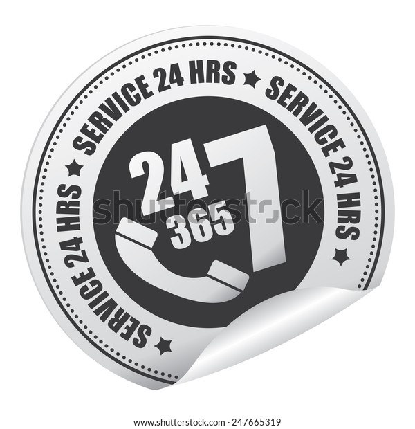 Black 24 7 365 Service 24 Stock Illustration