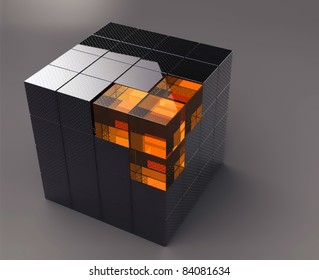 Black 3d Futuristic Cube