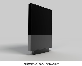 Black 3D Render Billboard For Advertising Mockup / Stand Alone Citylight