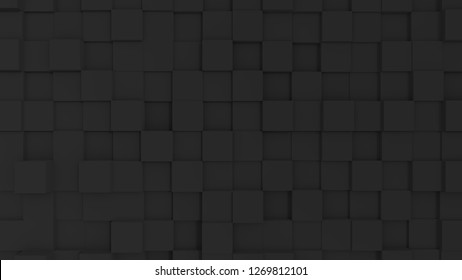 Black Abstract Background Squares With Random Structure Like Cube