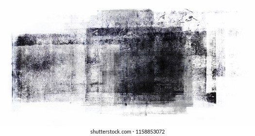 Black acrylic paint rolled in abstract shape on white paper background