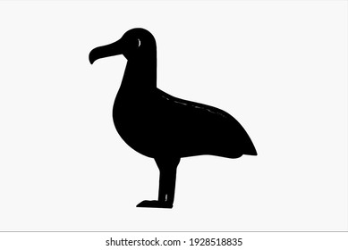 Black Albatross isolated on white background. Albatross Icon. Digitally drawn illustration.
