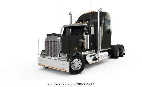 Black American Truck Isolated On White Background