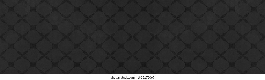 Black anthracite seamless motif tiles wallpaper texture background banner panorama - Vintage retro concrete stone cement tile with rhombus diamond leaves pattern