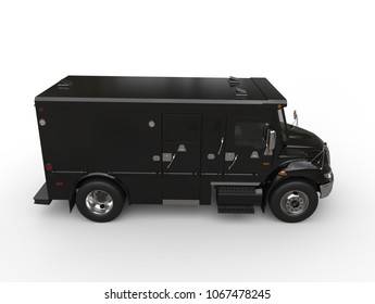 Black Armored Box Truck - Side View - 3D Illustration