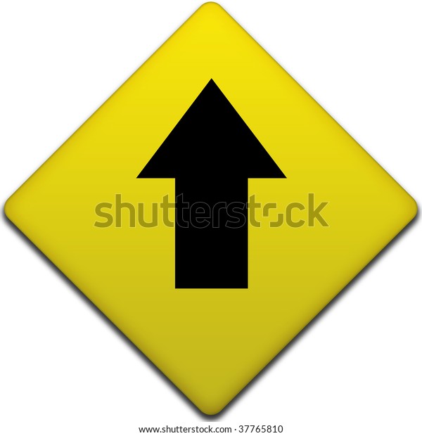 Black Arrow Pointing On Yellow Road Stock Illustration 37765810