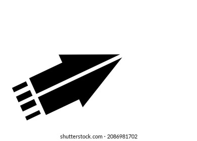 Black Arrow Rocket Taking Off Icon Silhouette Doodle Art Design Assets On White Background