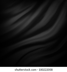 black background abstract cloth or liquid waves illustration of wavy folds of silk texture satin or velvet material or gray luxurious background or wallpaper design of elegant curves black material
