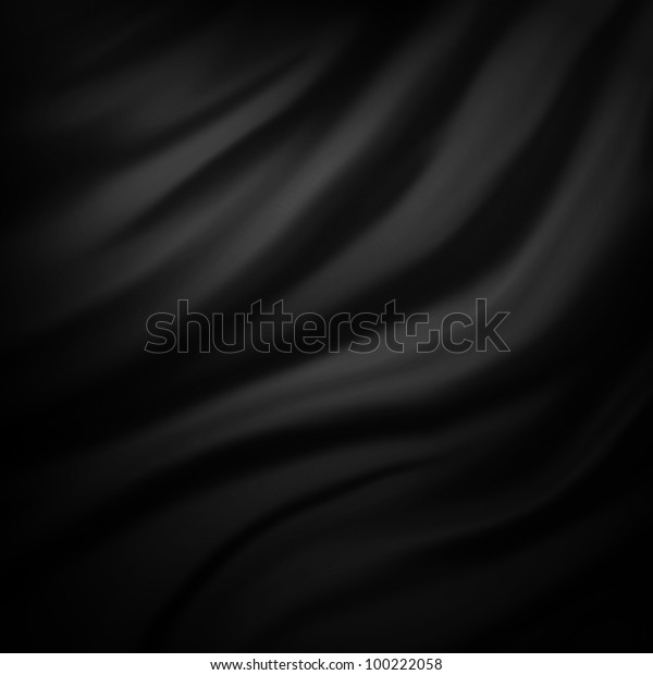 絹のテクスチャーサテンやビロードのマテリアルやグレイの豪華な背景に黒い背景の抽象的な布や液体の波のイラスト または優美な曲線の黒いマテリアルの壁紙デザイン のイラスト素材