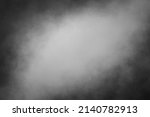 Black background, abstract smoke texture border with white spotlight center, fog mist haze or stormy cloud overlay design in black and white monochrome design, blank industrial background layout