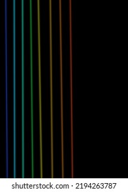 Black Background, Colored Lines, Multicolored Lights Come Together.