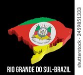 Black background, flag of the state of Rio Grande do Sul, Brazil. Illustration for general use in business, travel, reports relating to the state of Rio Grande do Sul and the city