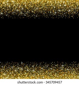Black Background With Gold Glitter Sparkle, Greeting Card Template